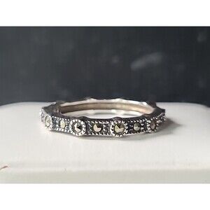 925 Sterling Silver Marcasite Stacking Band Ring Vintage, SIZE US 7
